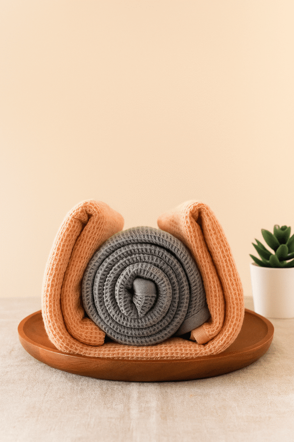 DRAPE&LUXE Honeycomb Cotton Towel – Pack of 2 (Pink with grey)